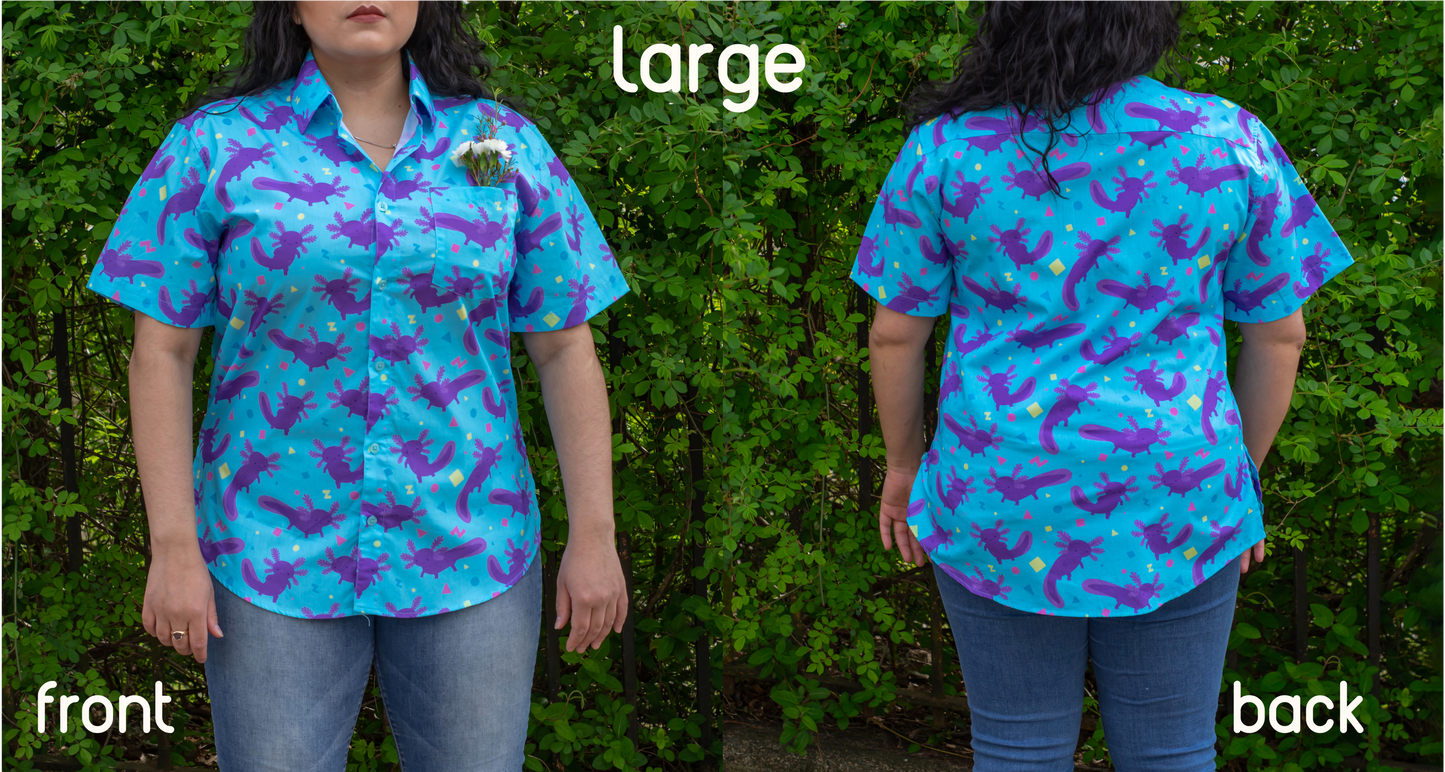 Blue Axolotl Button Down