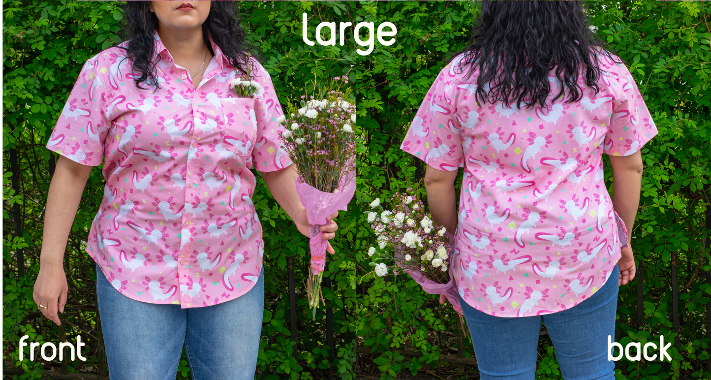 Pink Axolotl Button Down