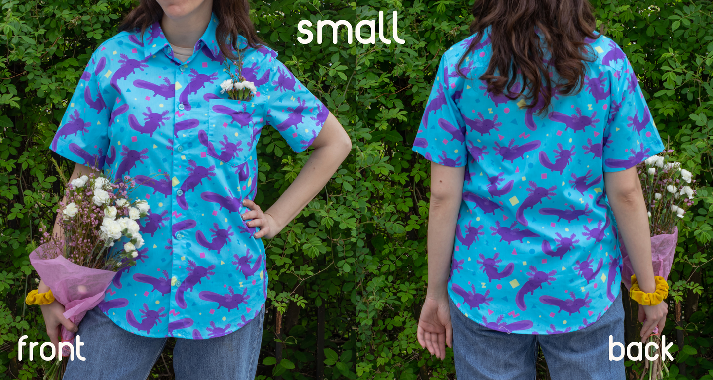 Blue Axolotl Button Down