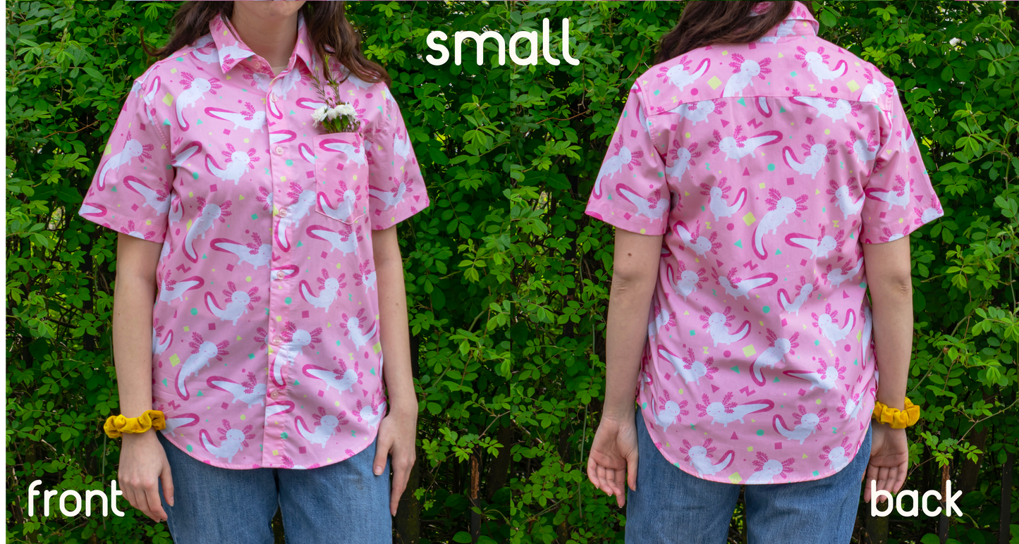 Pink Axolotl Button Down