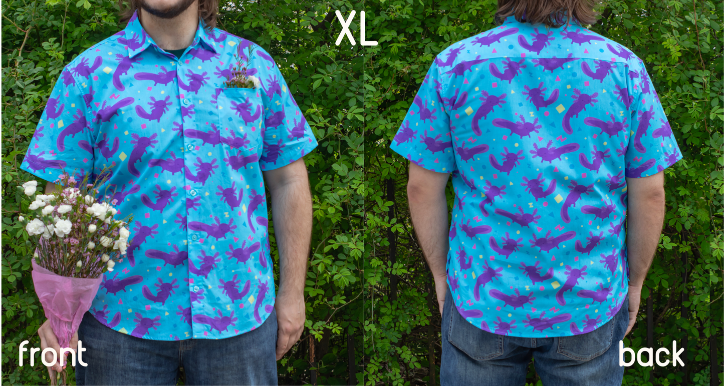 Blue Axolotl Button Down