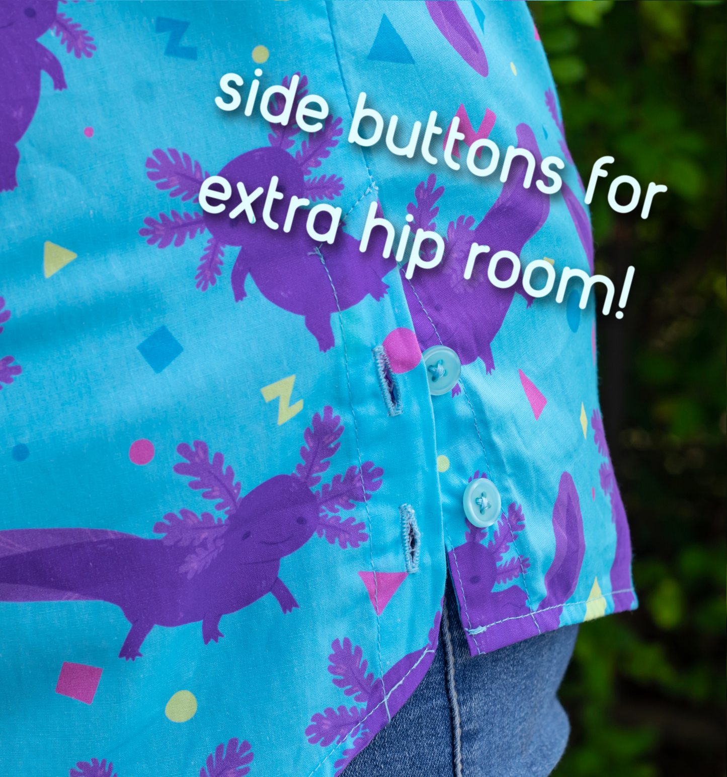 Blue Axolotl Button Down