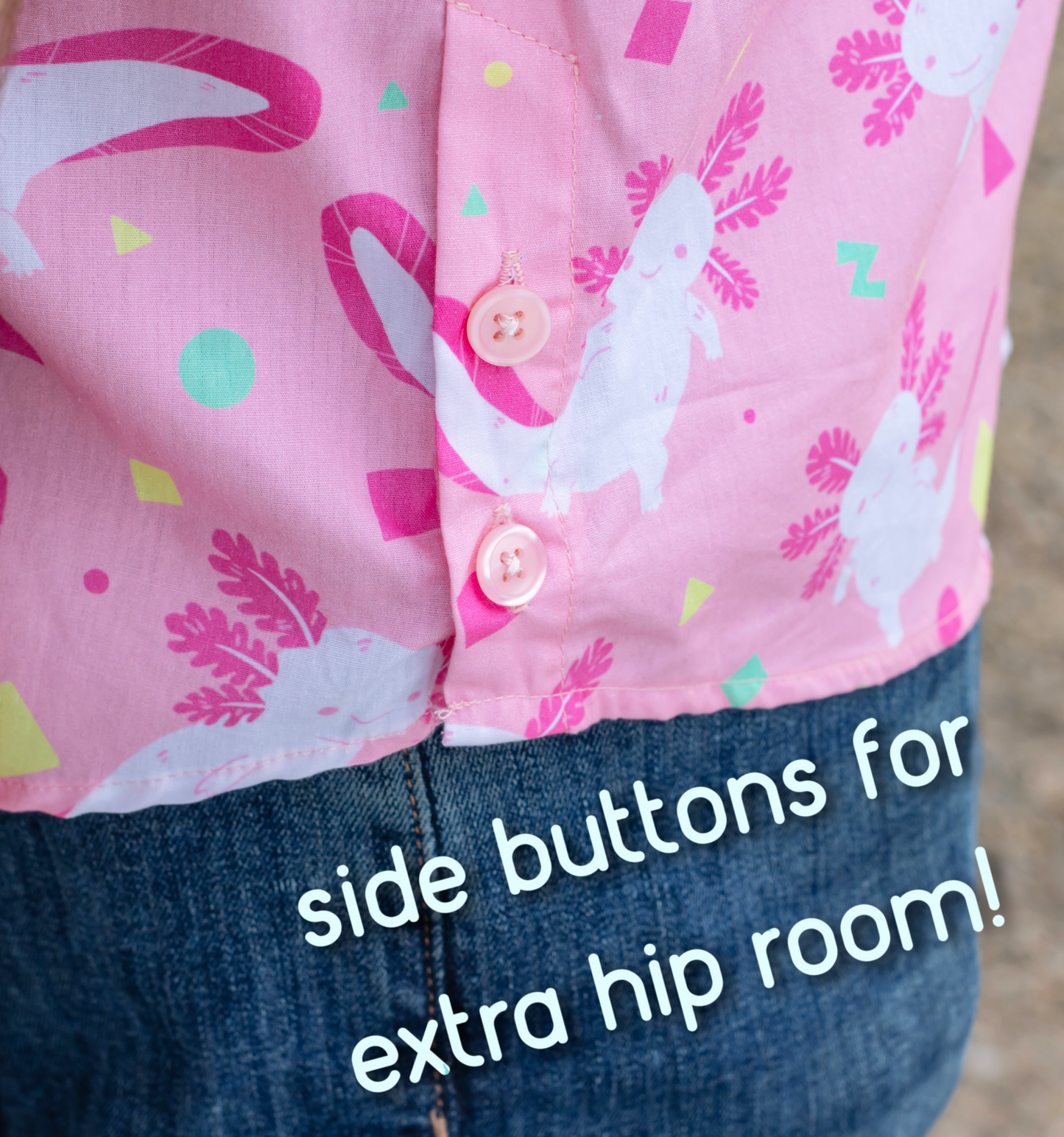 Pink Axolotl Button Down